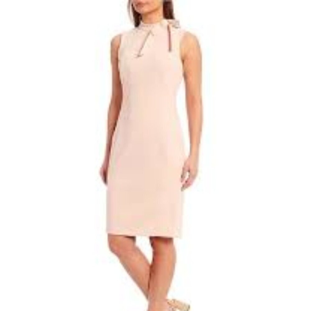 NWT Calvin Klein White Sleeveless Mock Neck Sheath Dress Size 6